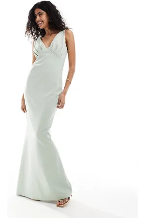 Pretty Lavish Bridesmaid crepe maxi dress in sage