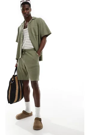SELECTED Co-ord waffle shorts in khaki