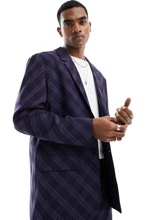 ASOS Relaxed bias cut check suit jacket in