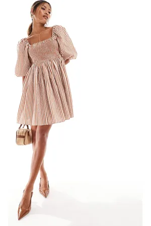 River Island Poplin babydoll mini dress in print