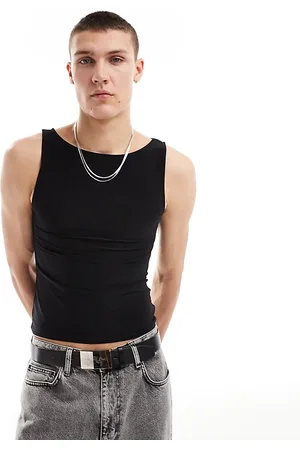 COLLUSION Slash neck muscle fit vest in