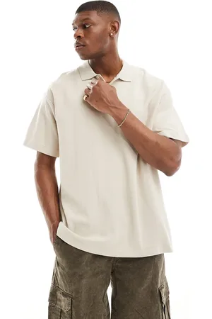 JACK & JONES Premium oversized polo in beige