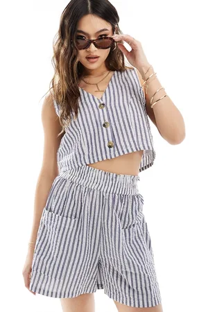 In The Style X Jenny Mogey elasticasted waist pocket detail boxer shorts co-ord in stripe
