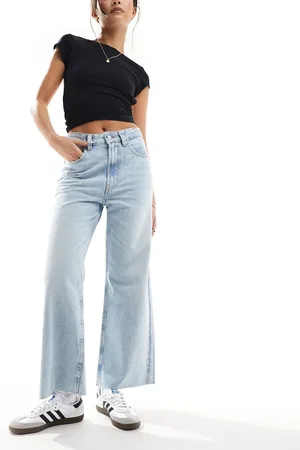 ASOS Cropped wide jean in bleach wash