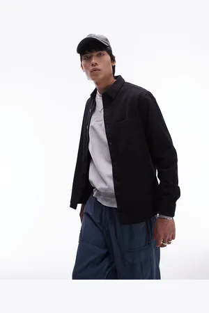 Topman Long sleeve button through twill overshirt in