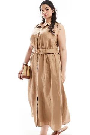 Forever New Sleeveless belted linen shirt dress in