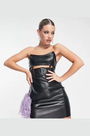 AsYou PU corset cut out mini dress in