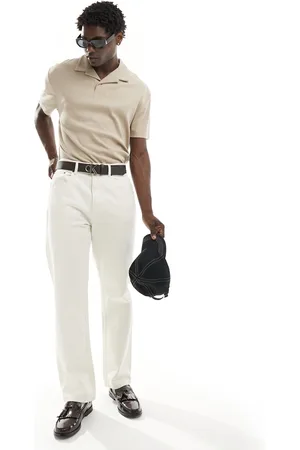 ASOS Relaxed fit revere rib polo in beige