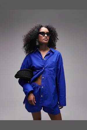 Topshop Co-ord linen blend beach shirt in