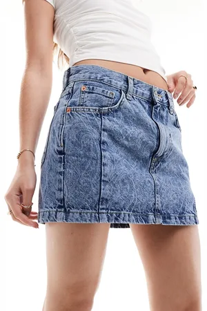 MANGO Paisley print denim mini skirt in