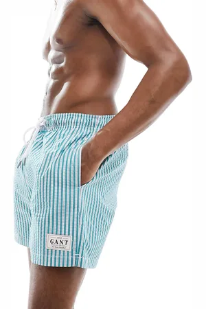 GANT Seersucker swim shorts in stripe with logo