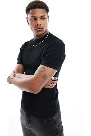 River Island Muscle fit pointelle t-shirt in