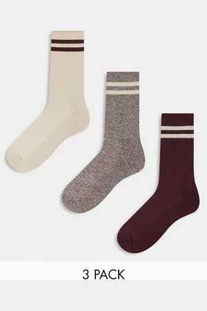 River Island 3 pack double stripe tube socks in dark