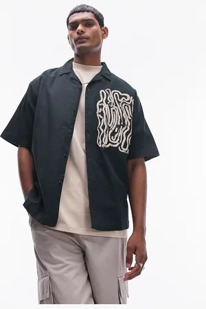 Topman Short sleeve relaxed placement print shirt in