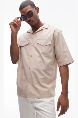 Topman Short sleeve double pocket shirt in stone