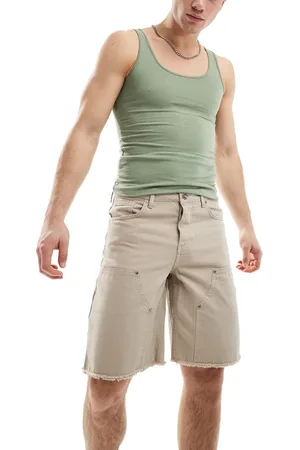 Sixth June Worker denim shorts in beige