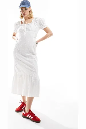 Reclaimed Broderie western cowgirl dress in ivory