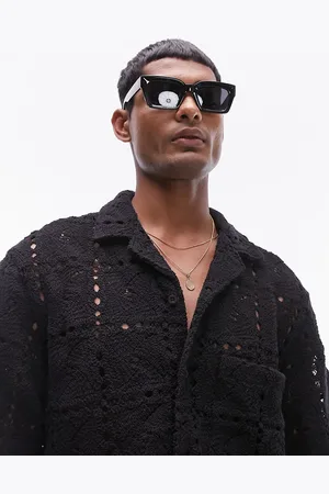 Topman Short sleeve crochet revere shirt in