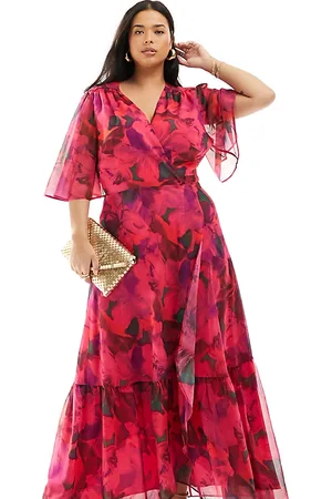 HOPE & IVY Wrap maxi dress in hot floral