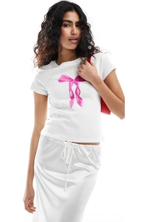 Stradivarius Pink bow baby tee in