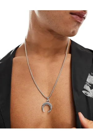 FADED FUTURE Engraved crescent pendant necklace in
