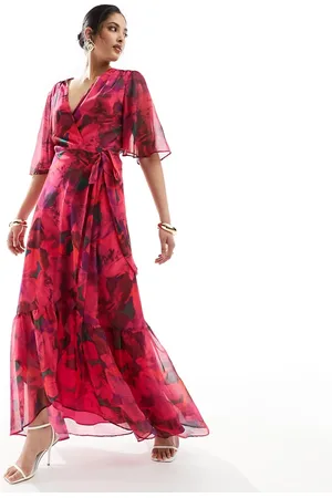 HOPE & IVY Wrap maxi dress in hot floral