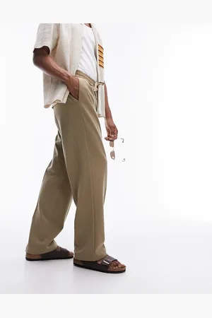 Topman Wide leg elasticated jogger in khaki