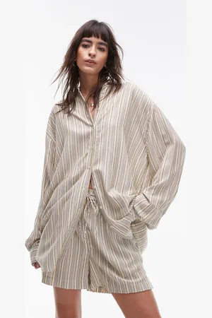Topshop Co-ord relaxed slubby shirt in stripe