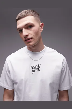 Topman Extreme oversized fit t-shirt with heart and word embroidery in