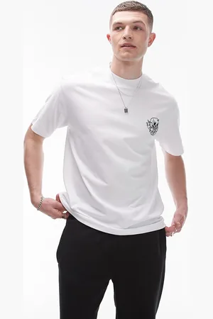 Topman Oversized fit t-shirt with skull and words embroidery in