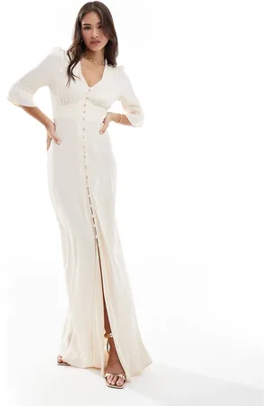 Maids to Measure Bridesmaid button font maxi dress in ivory
