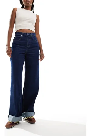 ASOS Loose jean with deep turn up in inky wash