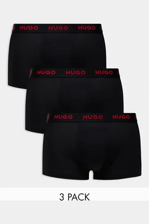 HUGO BOSS Hugo Bodywear red logo wiastband triplet pack trunk in