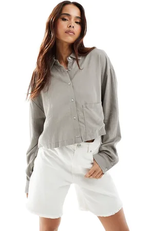 Pull&Bear Cropped linen shirt in
