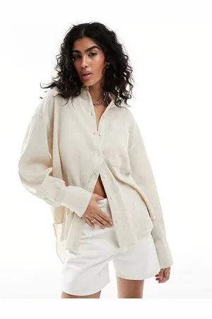 ASOS Oxford crinkle shirt in oatmeal