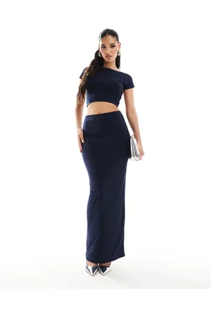 Kaiia Slinky column maxi skirt co-ord in navy