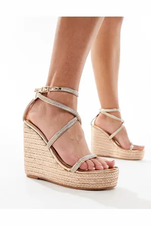 SIMMI Shoes Simmi London Missy metallic heeled espadrille in rose