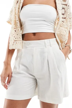 Stradivarius Linen look bermuda short in ecru
