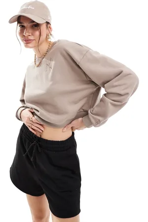 New Era NY embroidered logo sweatshirt in beige