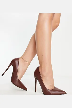 ASOS Wide Fit Passion stiletto court shoes in chocolate