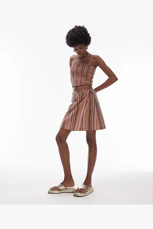 Topshop Textured wrap beach skirt in stripe