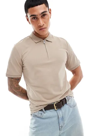 JACK & JONES Polo with zip in beige