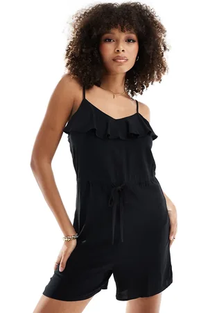 ONLY Frilled tie front playsuit in
