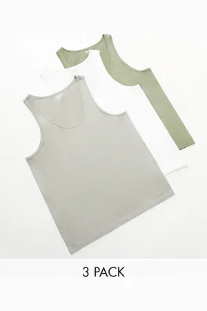 ASOS 3 pack scoop neck vests in multiple colours