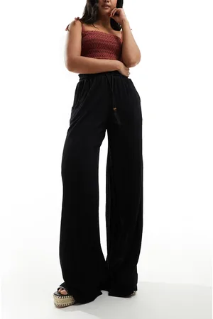 ASOS Textured tassel tie waist wide leg trouser in