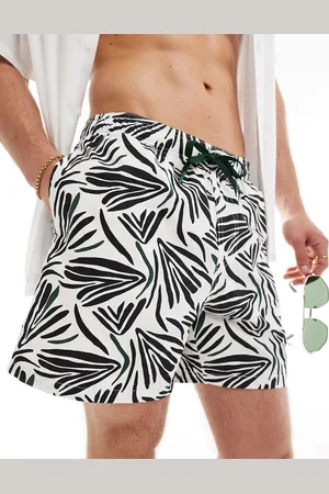 Pull&Bear Leave printed swimshort in black and