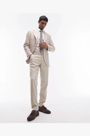 Topman Skinny suit trousers in stone
