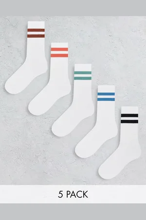 New Look 5 pack of contrast sports socks in