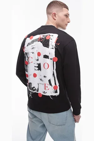Topman Oversized fit long sleeve t-shirt with front and back welcome print in