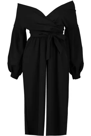 Boohoo Petite Bardot Wrap Culotte Jumpsuit